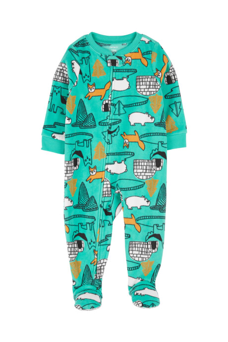 Pijama una pieza de micropolar, con pie, diseño iglú Sin color
