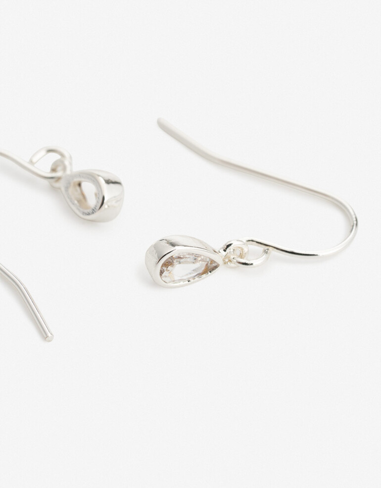 Aros Colgantes Cortos Cubic zirconia Aros Cortos Bañado En Oro - Plateado