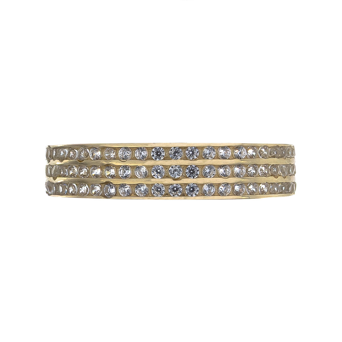 Anillo de oro 10 ktes con circonias, MEDIO SIN FIN. 