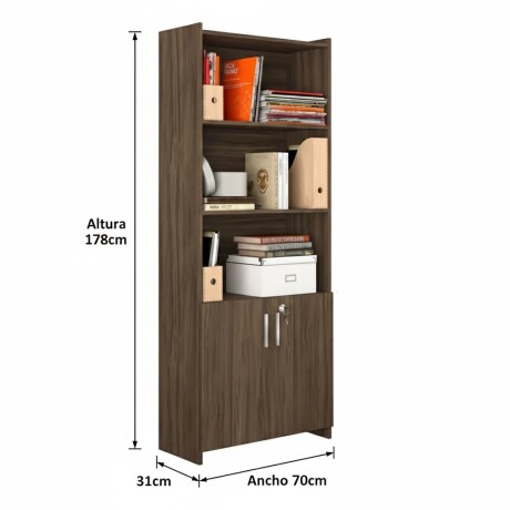 BIBLIOTECA 2 PUERTAS ESTANTERÍA ORGANIZADOR CON LLAVES COLOR MADERA