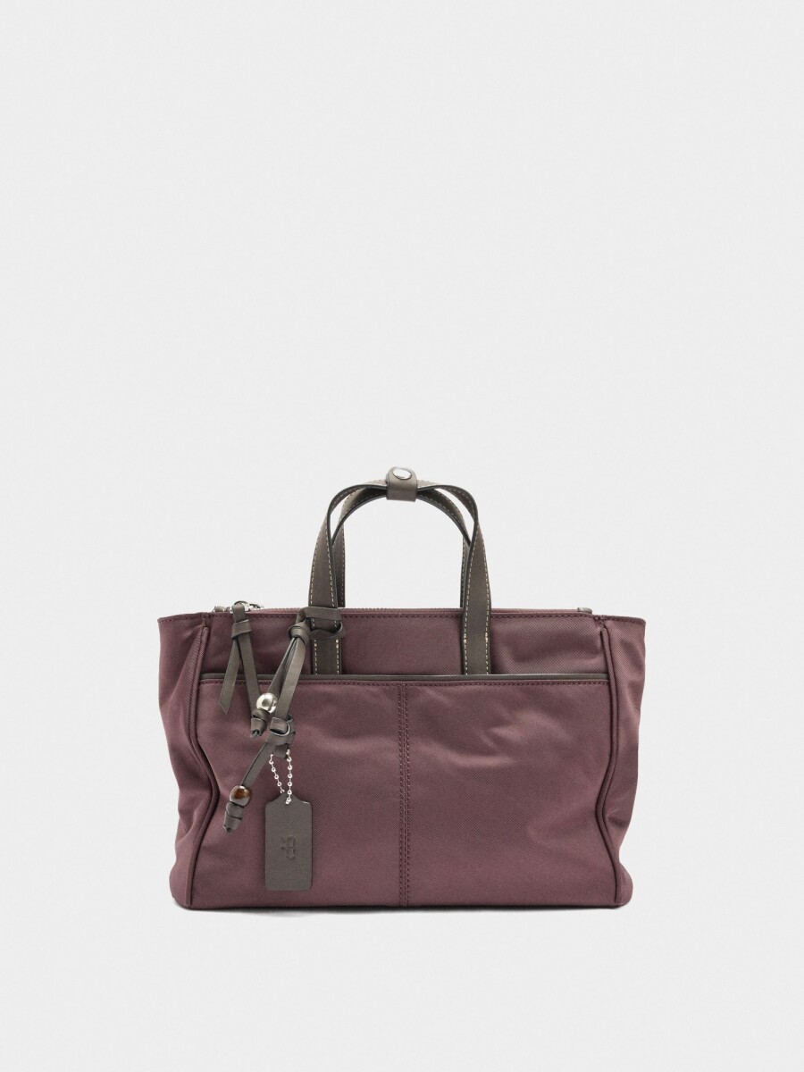 Bolso Tote De Nylon Con Bandolera burdeos
