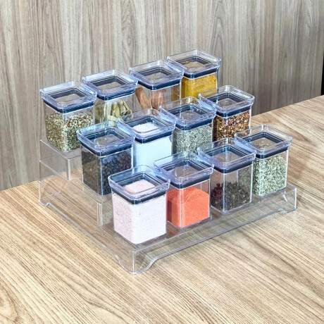 Kit Especiero X13 Lumini Frascos para Condimentos y Soporte Transparente