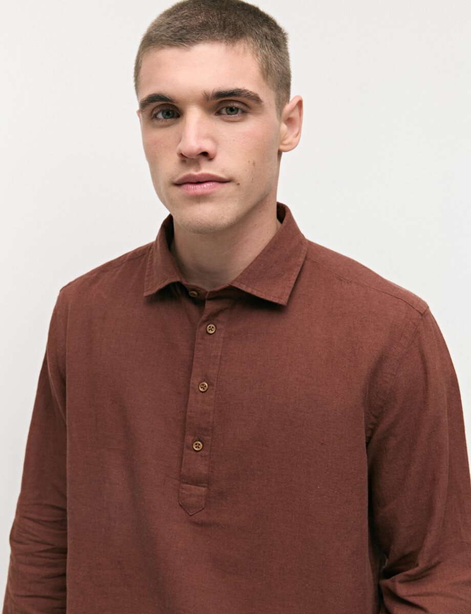 CAMISA LINO WIN - Terracota 