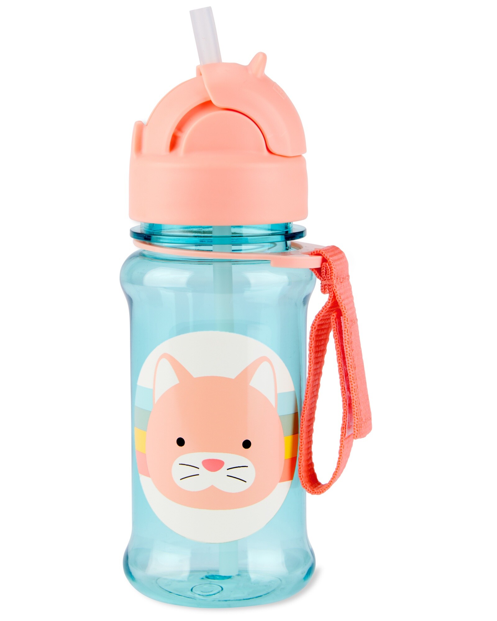Botella de plástico Tritan, con sorbito, diseño gato Sin color