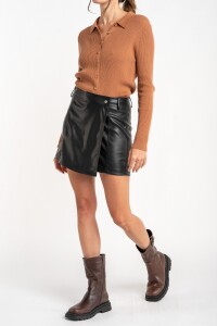 Skort Cuero Vegano Negro
