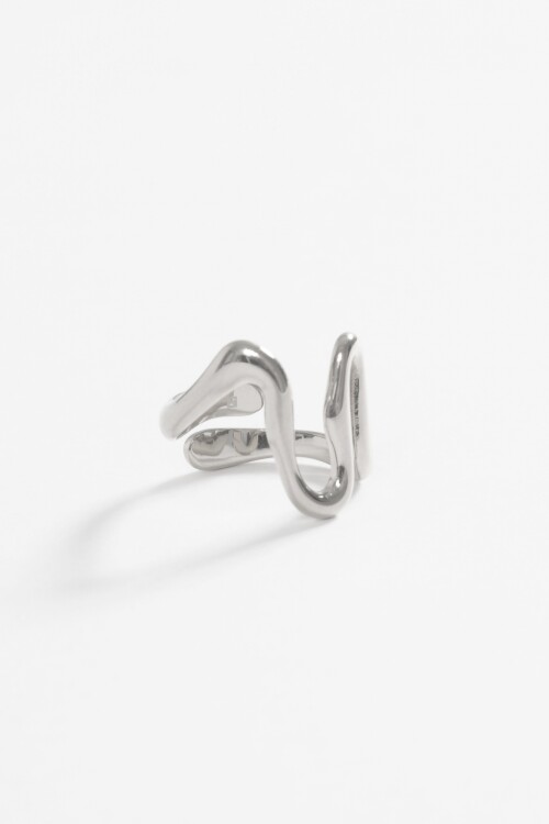 Anillo ola acero plateado