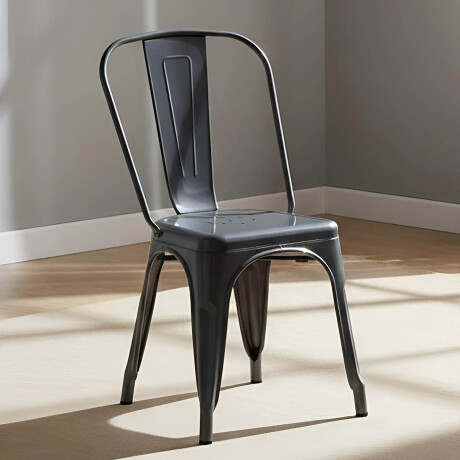 Silla Tolix Metálica Acero Industrial Sandman Comedor Negro