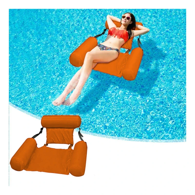 Silla Hamaca Inflable Piscina 100 X 120 Cm Naranja