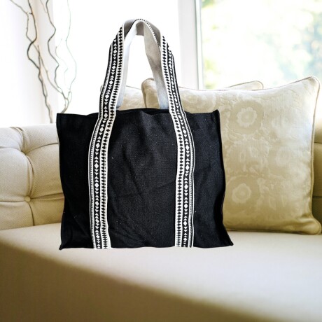 Bolso multiuso de tela negro y blanco Tote bag Negro