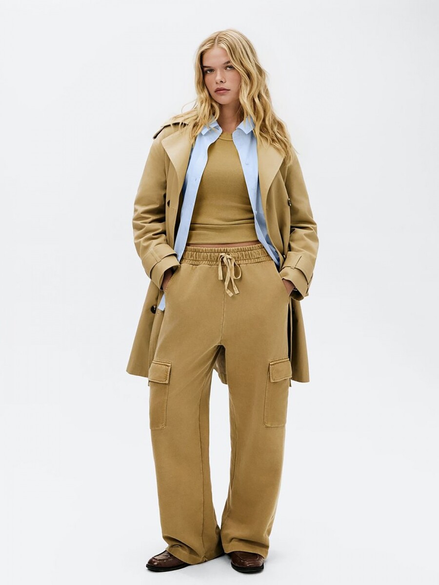 PANTALÓN ANCHO EN ALGODÓN - MARRÓN 