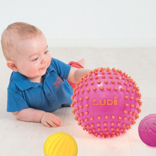 Set 3 Pelotas Sensoriales Juguete Bebe Primera Infancia Ludi Variante Color Rosa