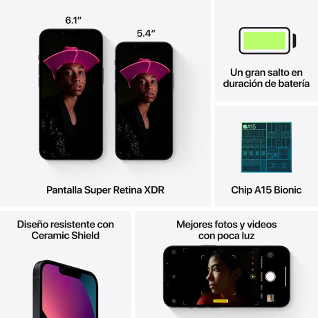 Apple - Smartphone Iphone 13 - IP68. 6,1'' Multitáctil super Retina Xdr Oled. Dualsim. 5G. 6 Core. I 001