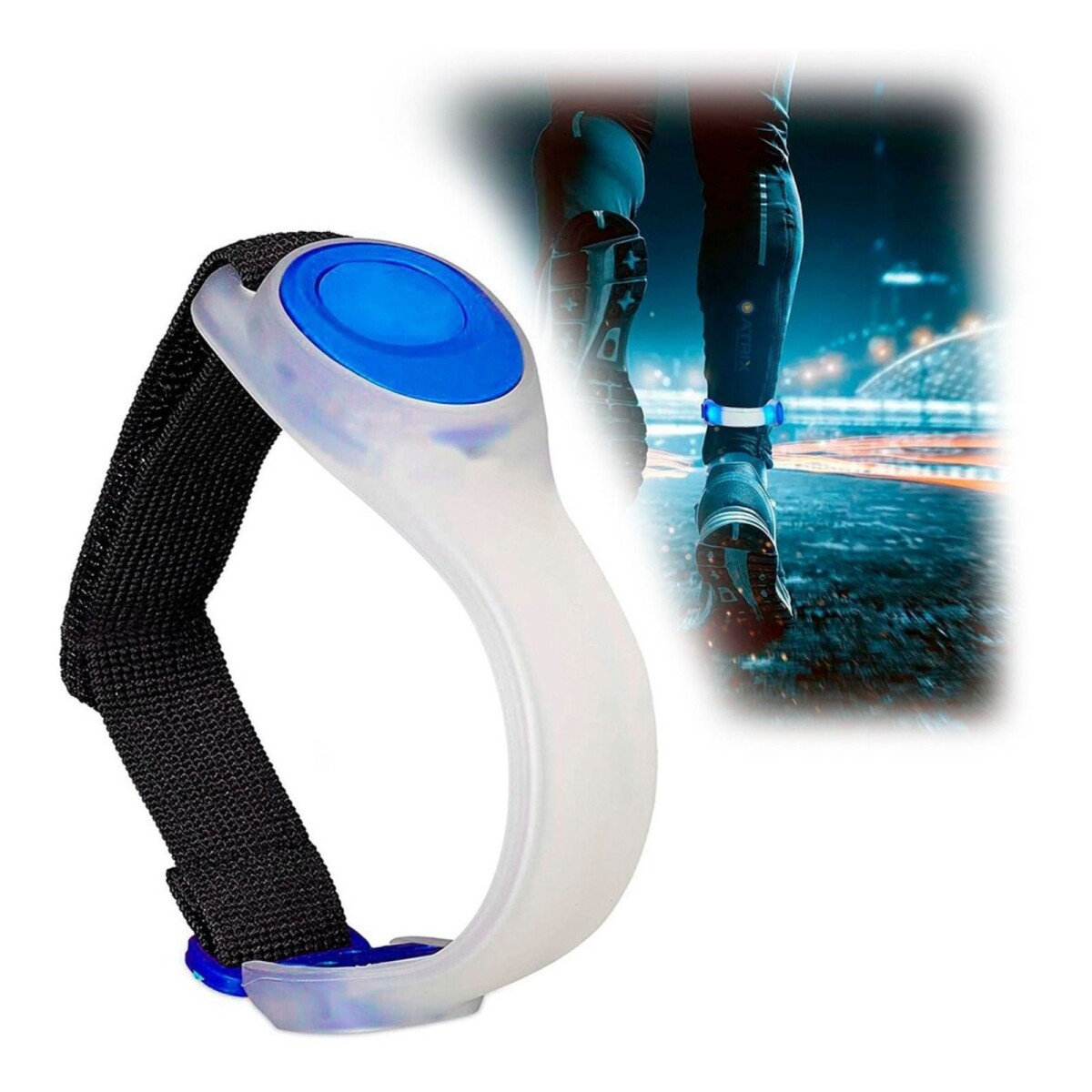 Brazalete Luz Led Reflectivo Correr Bici Ciclismo Deporte - Color Variante Azul 