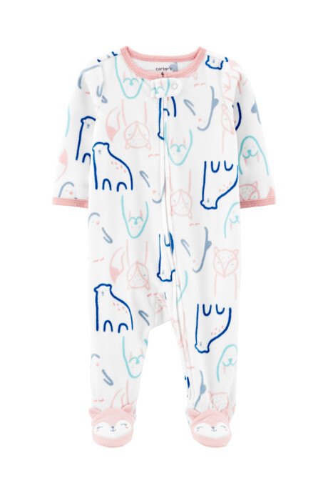 Pijama una pieza de micropolar, con pie, diseño animales. Talles 0-9M Pijama una pieza de micropolar, con pie, diseño animales. Talles 0-9M