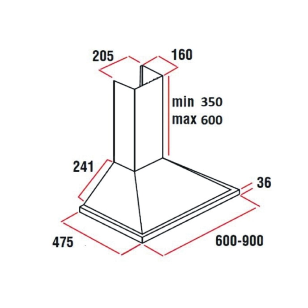 CAMPANA EXTRACTORA- 60cm. INOX - CAUDAL 450m3 acero inoxidable