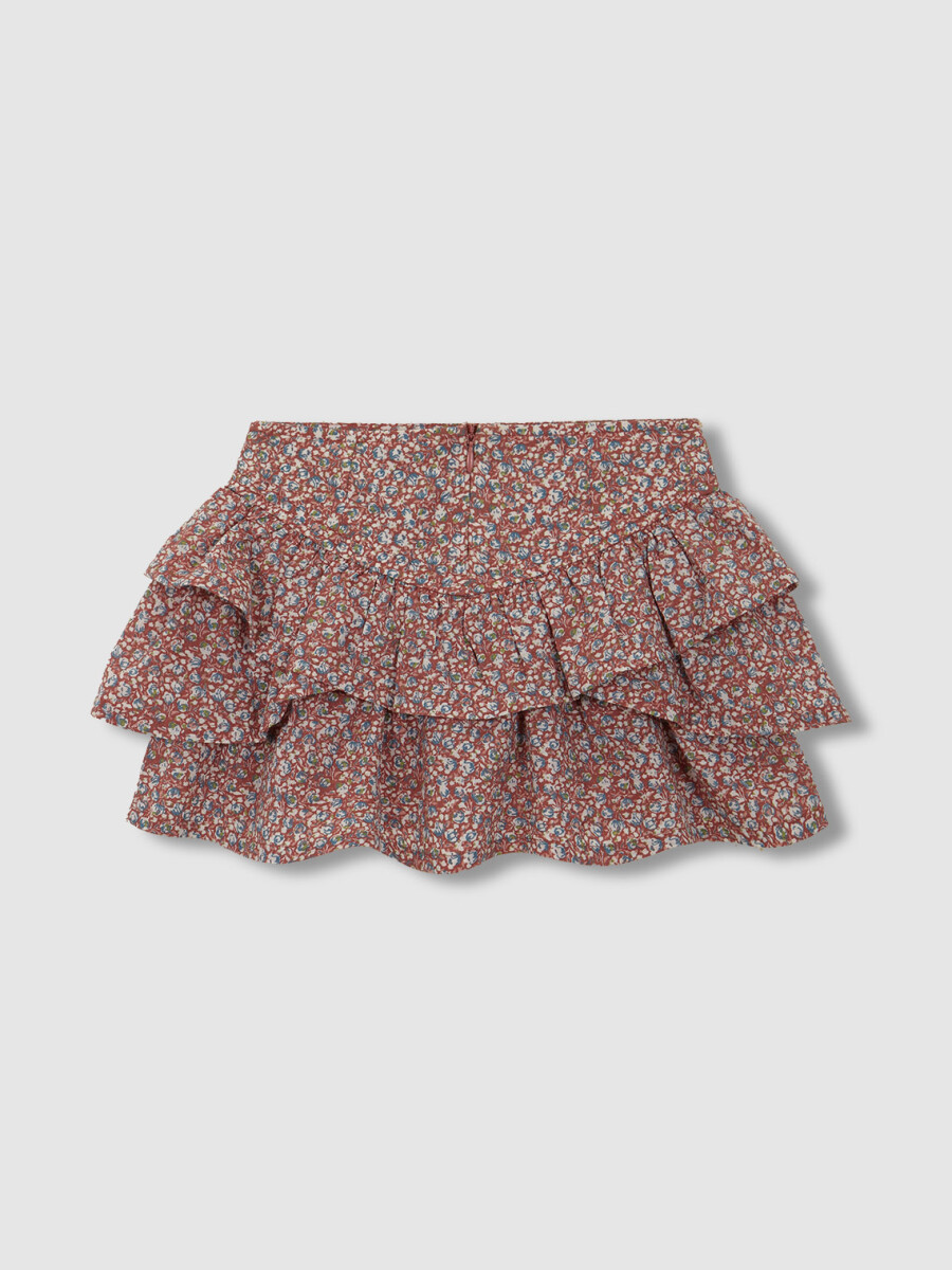 Falda Con Volantes Granate