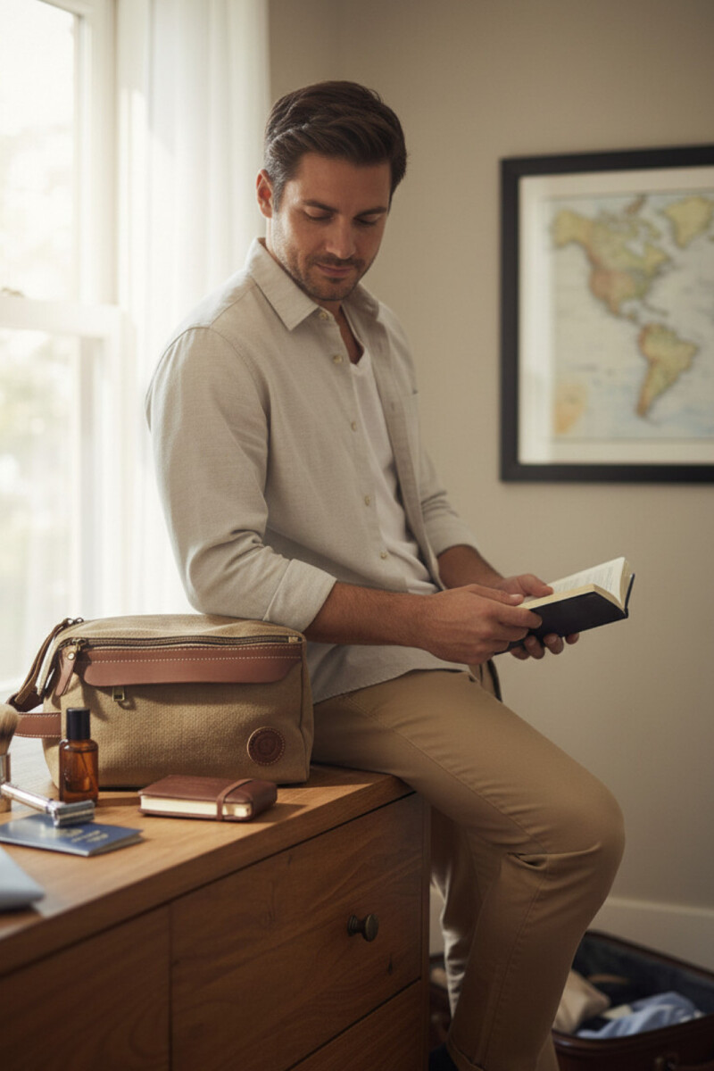 Neceser de Lona Vintage Marrón