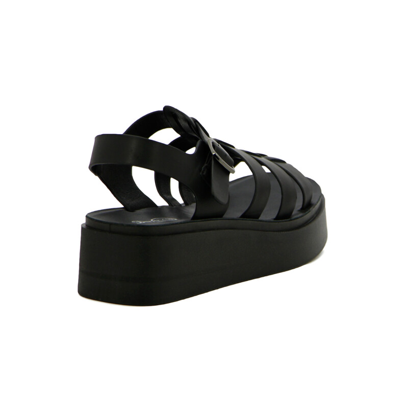 Darknes Sandalia Mujer Tres Tiras Con Pulsera Y Hebilla Negro