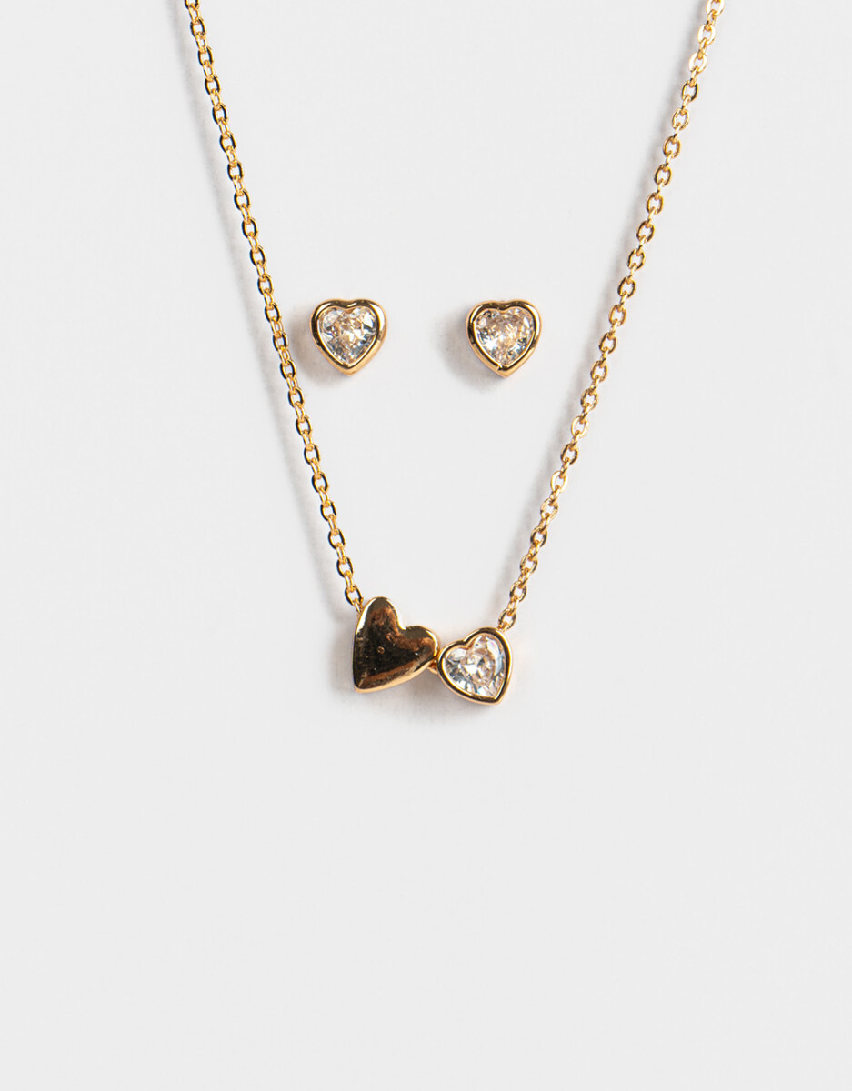 Set De Aros Y Cadena Bañado En Oro 