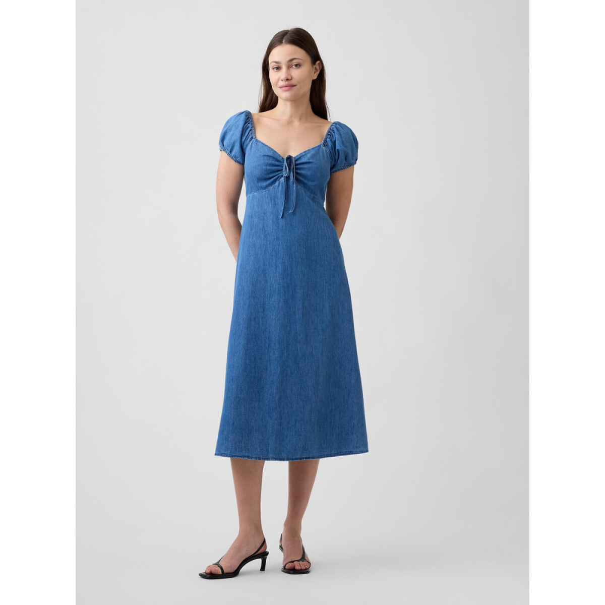 V-SS TIE PUFF SLV MAXI - MEDIUM WASH 