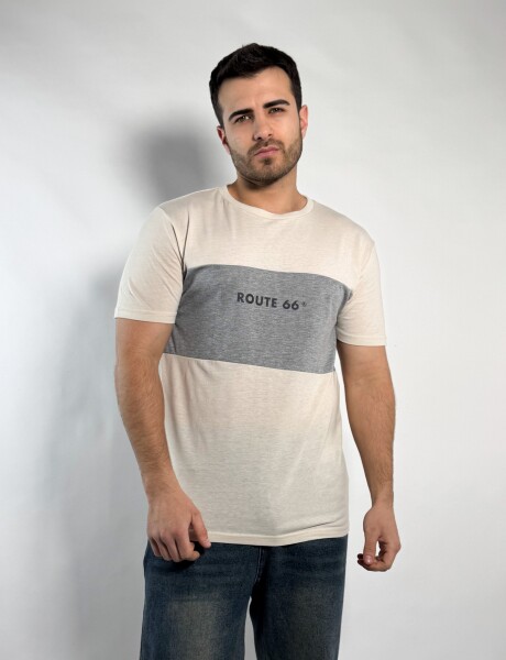 Remera combinada Beige