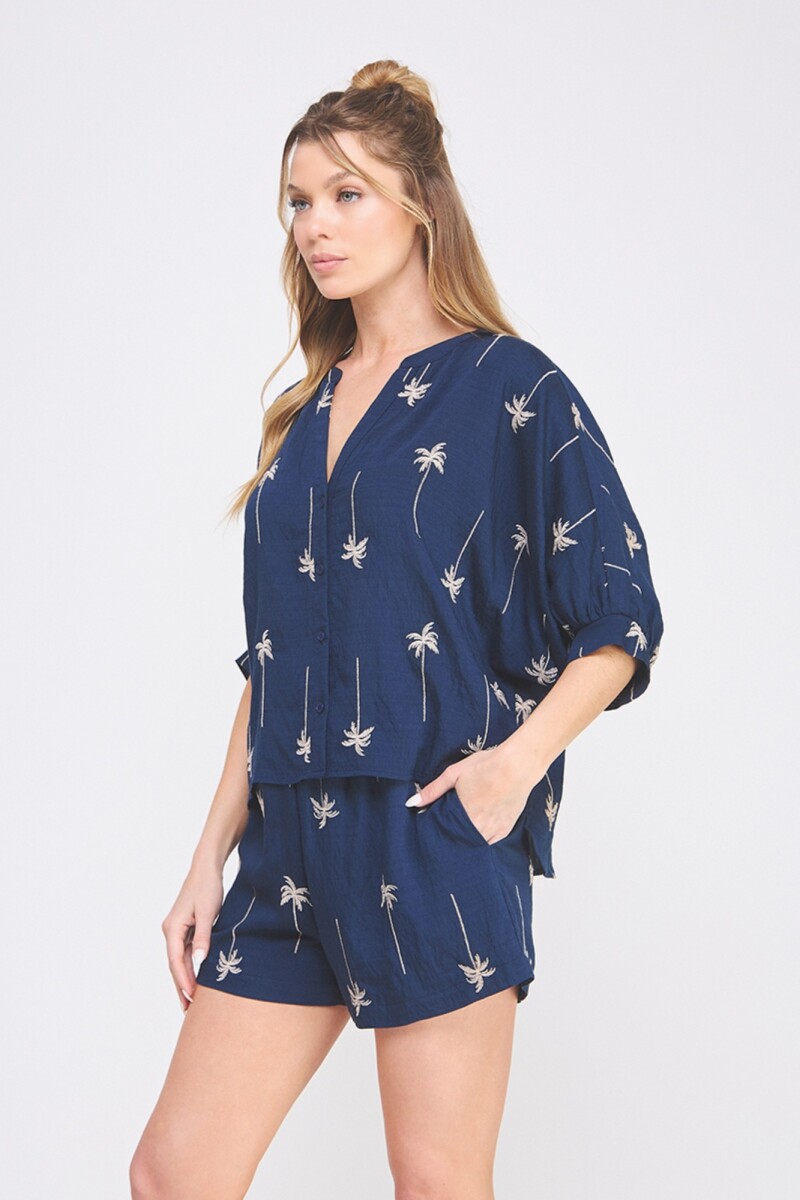 Blusa Bordada - Azul 