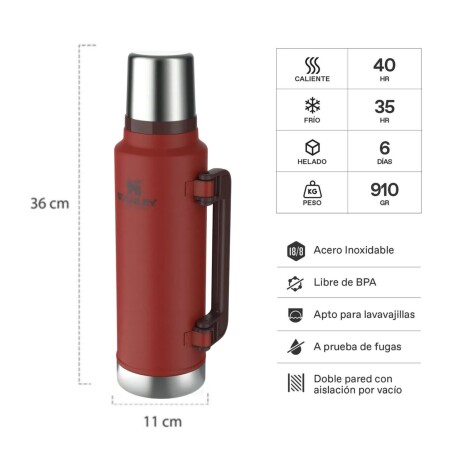 Termo Stanley Ultra 1.4 Litros Con Tapón Cebador Rojo