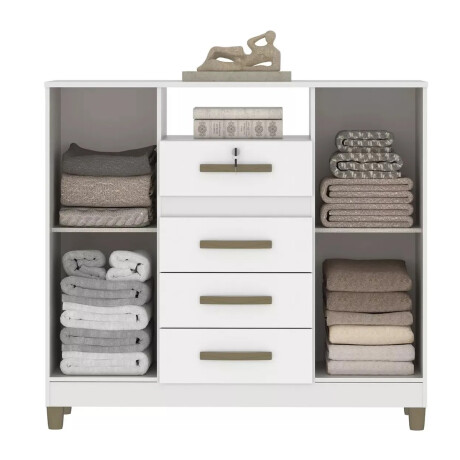 CÓMODA CAJONERA GUARDARROPA 4 CAJONES 2 PUERTAS CON LLAVE BLANCO