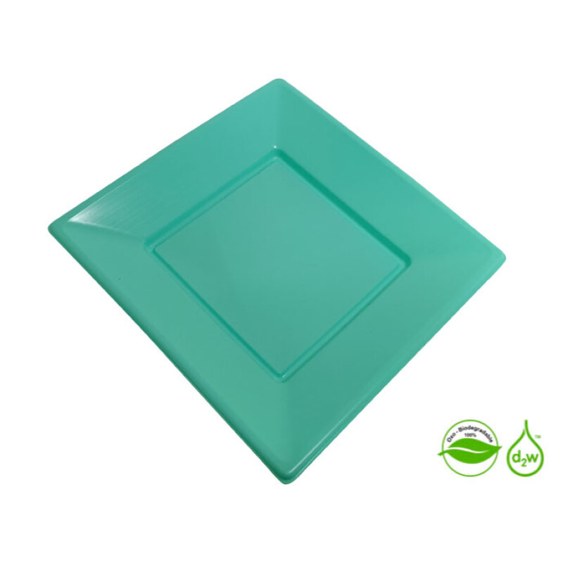 Plato Cuadrado Biodegradable x10 Und Verde Menta