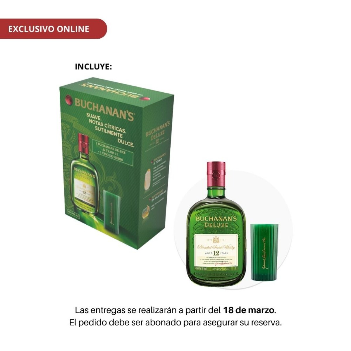 Kit Buchanans 1L + 1 vaso 
