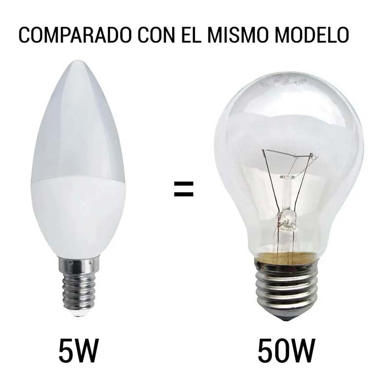 LLVE145 Lámpara LED Vela E14 5W Luz Cálida