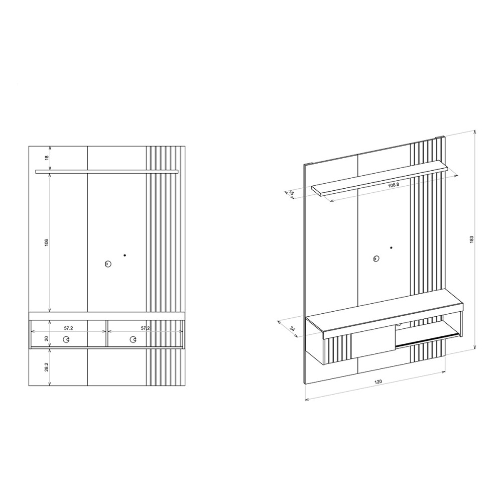 RACK TV PANEL JADE 1.2 COLOR FREIJO/OFF WHITE Rack Tv Panel Jade 1.2 Color Freijo/off White