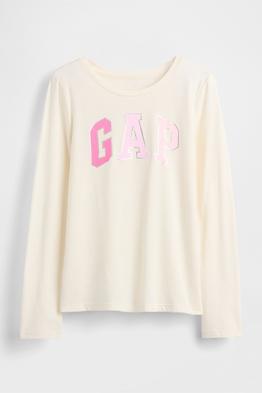 Remera Logo Gap Niña Ivory Frost