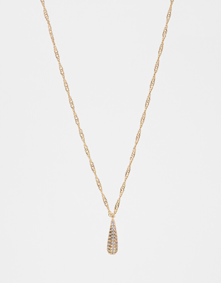 Cadena Corta con Dije Strass Collar Con Dije De Gota - Dorado