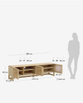 Mueble TV Rexit madera maciza y chapa mindi con ratán 180 x 50 cm Mueble TV Rexit madera maciza y chapa mindi con ratán 180 x 50 cm