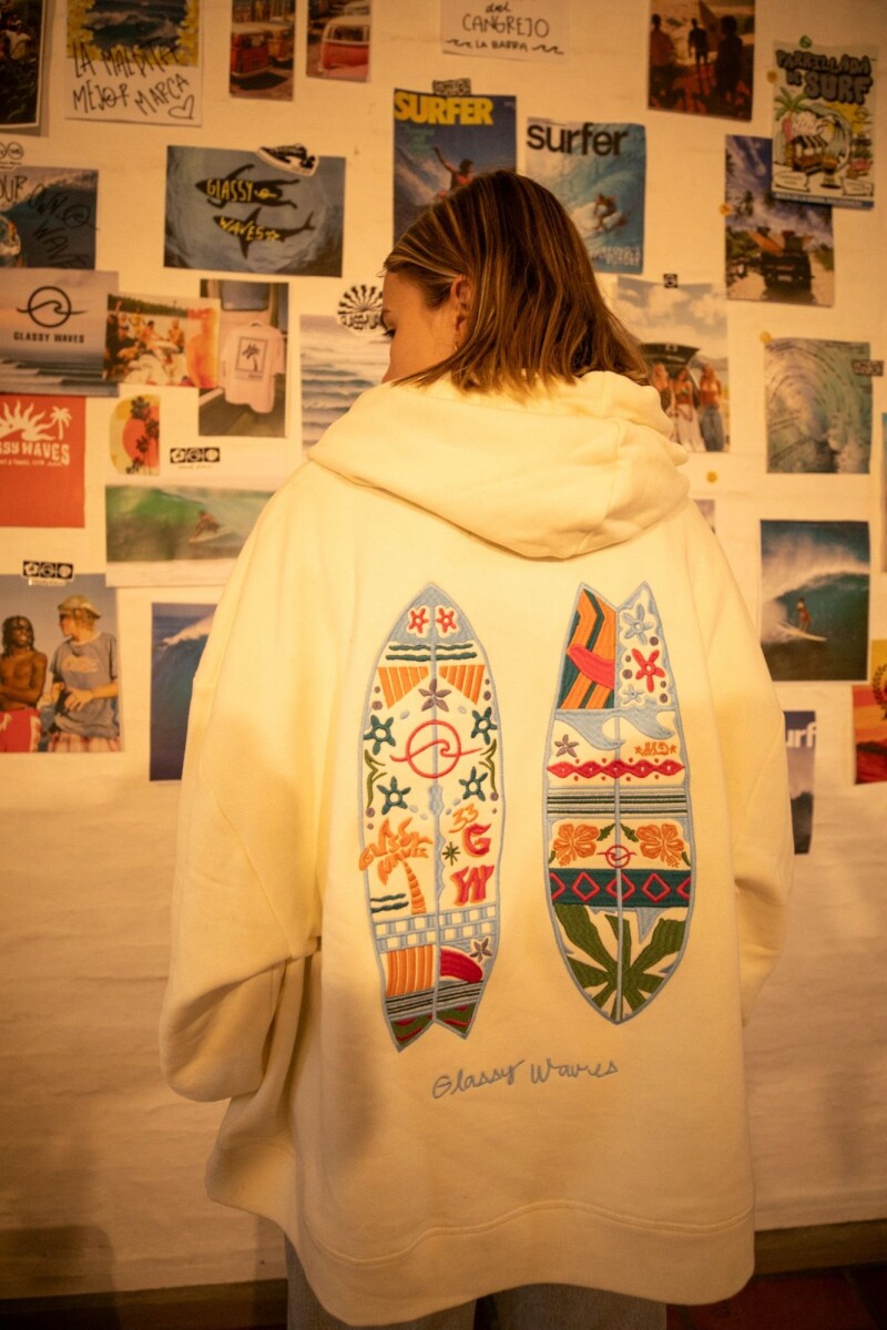 Hoodie Mahalo V2 Bordado / Natural - Preventa U