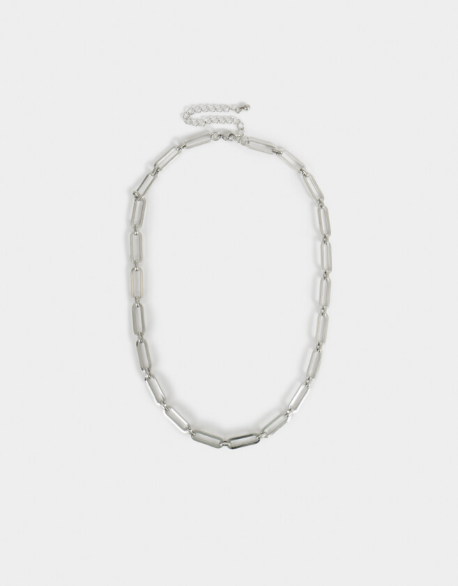 Collares Cortos Acero quirúrgico Collar Corto Eslabones Acero - Plateado