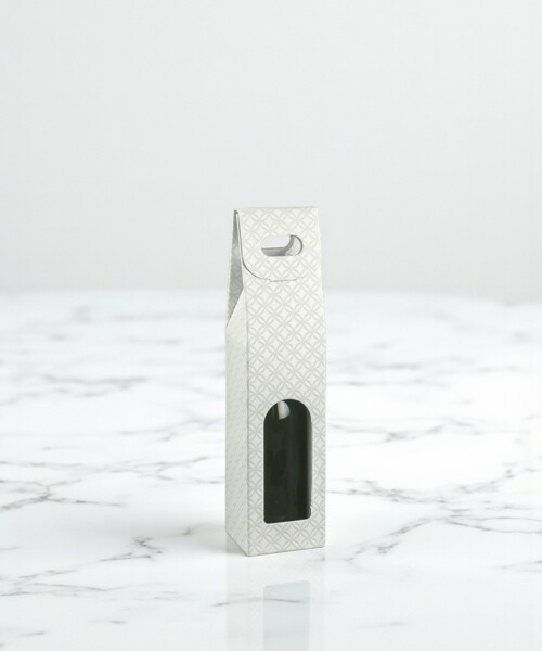 Caja c/ventana 1 botella 9x9x38,5 - 37405 - MATELASSE GRIGIO PERLA Caja c/ventana 1 botella 9x9x38,5 - 37405 - MATELASSE GRIGIO PERLA