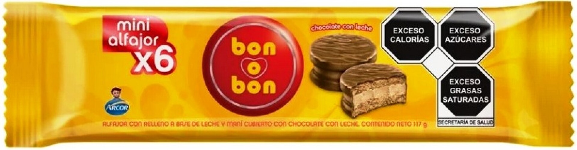 ALFAJOR BON O BON MINI PACK X 6U 117G 