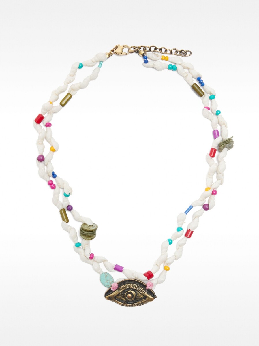 Collar Doble Con Conchas Y Abalorios - multicolor 