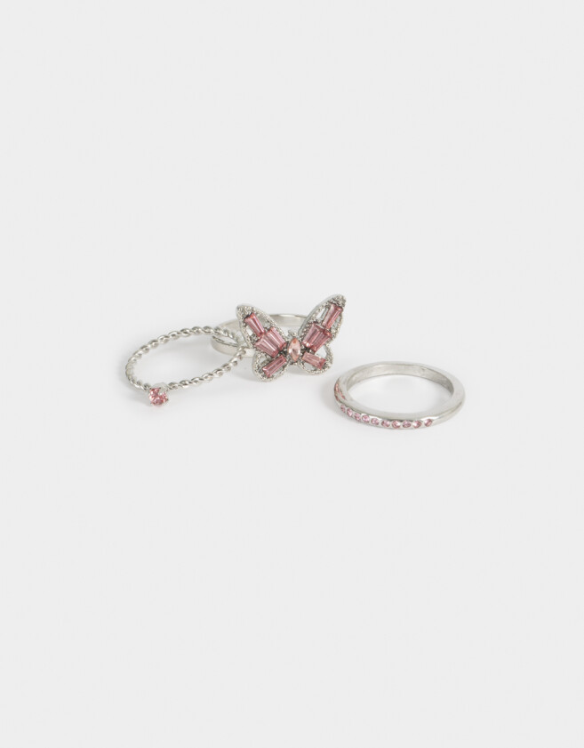 Sets Anillos Con Mariposas Sets De Anillos Con Mariposas - Plateado