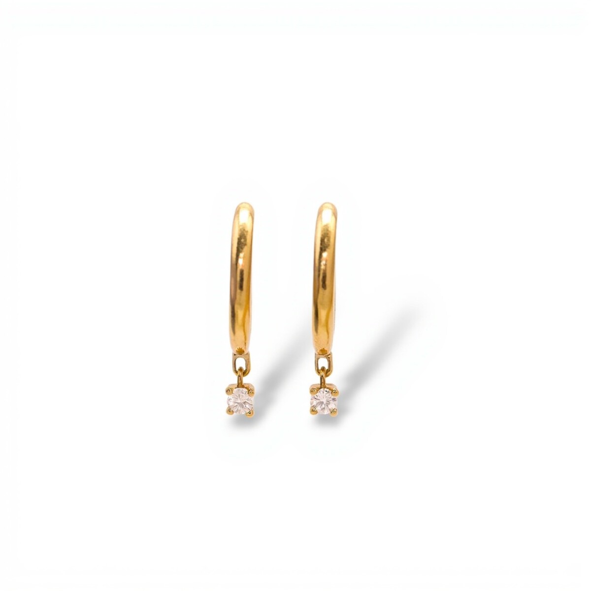 Caravanas aros con piedra - Oro bajo - Piedra colgante- CA8290 - sinpiedra 