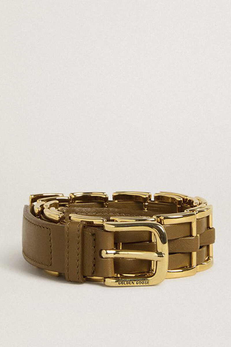 METALLIC WEAVE BELT Kaki