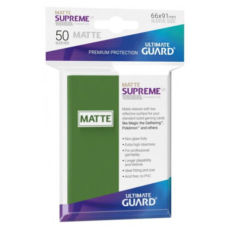 Ultimate Guard Supreme UX - 50 Sleeves Standard Size - Green Ultimate Guard Supreme UX - 50 Sleeves Standard Size - Green