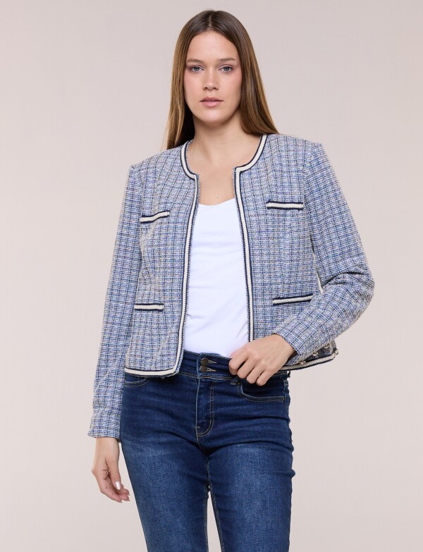 Chaqueta Tweed Con Pasamanería AZUL/MULTI