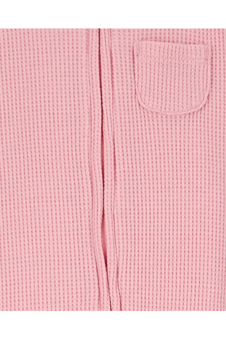 Pijama uno pieza de algodón térmico, con pie, ribete floral Sin color