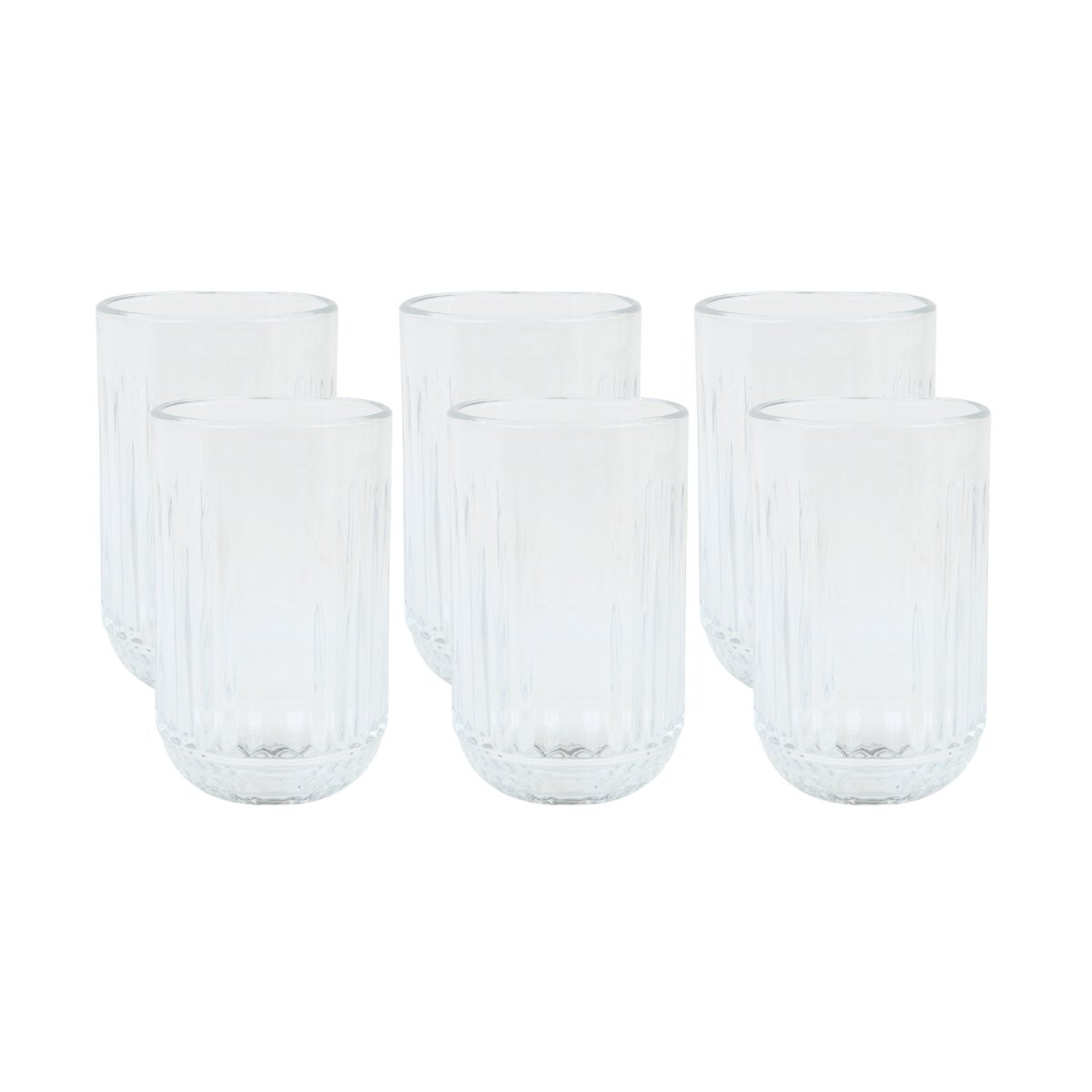 Set de vasos largos de vidrio labrado 6 unidades 420ml 
