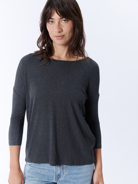 Remera Viscosa Gris Melange Oscuro