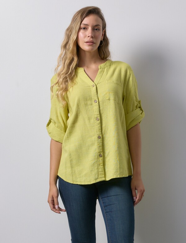 Blusa Lino Botones VERDE