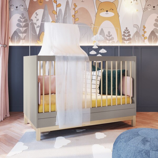 Cuna Lille 3 En 1 Cama Mini Colecho Barandas Patas CUNA BEBE LILLE 3 EN 1 GRIS